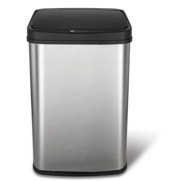 Black Top 13-Gallon Stainless Steel Kitchen Trash Can with Motion Sensor Lid - Image 2
