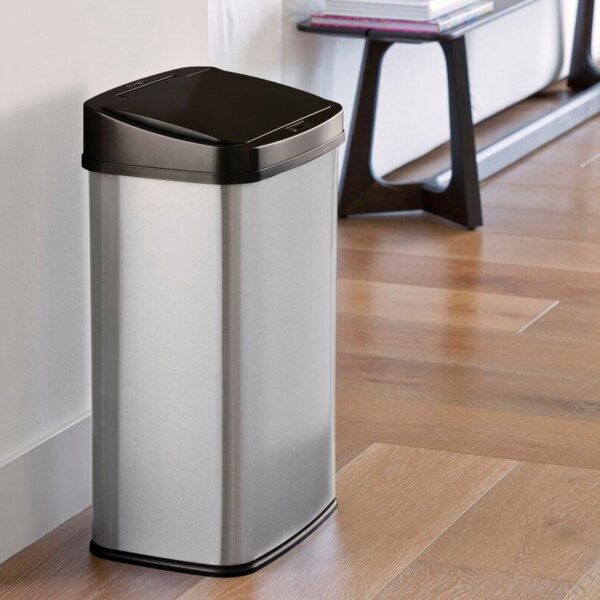 Black Top 13-Gallon Stainless Steel Kitchen Trash Can with Motion Sensor Lid - Image 4