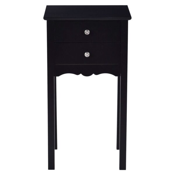 Elegant 2-Drawer End Table Nightstand Side Table in Black Wood Finish - Image 2