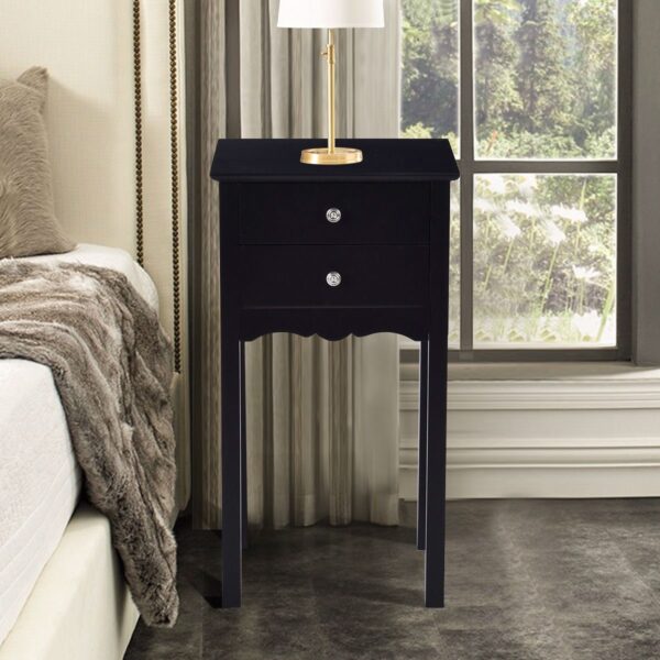Elegant 2-Drawer End Table Nightstand Side Table in Black Wood Finish - Image 5