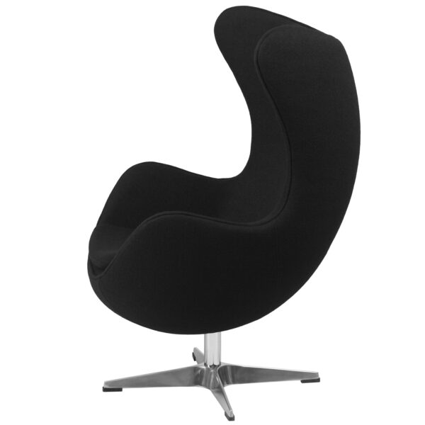 Modern Black Wool Fabric Upholstered Egg Shaped Arm Chair - Image 3