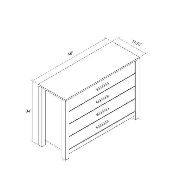 FarmHouse Traditional Rustic White 4 Drawer Dresser - Image 3