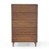 Farmhouse Rustic Walnut Mid Century 5 Drawer Chest - Image 2