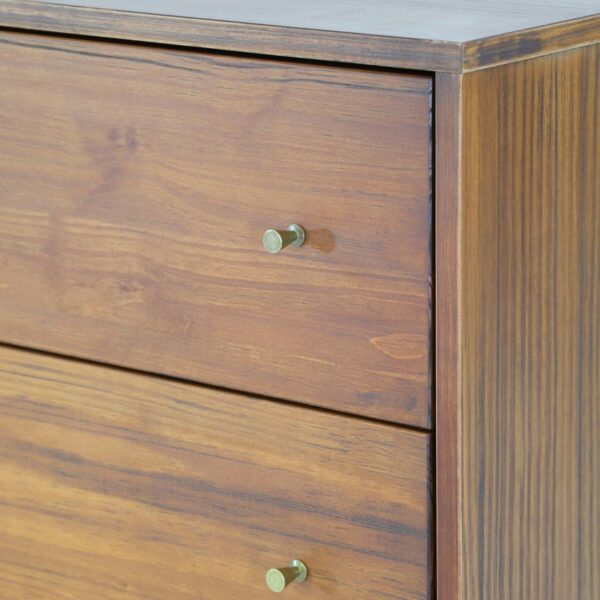 Farmhouse Rustic Walnut Mid Century 5 Drawer Chest - Image 3