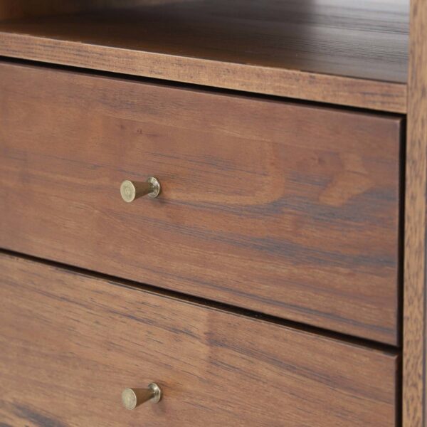 Farmhouse Rustic Walnut Mid Century 2 Drawer Nightstand - Image 3
