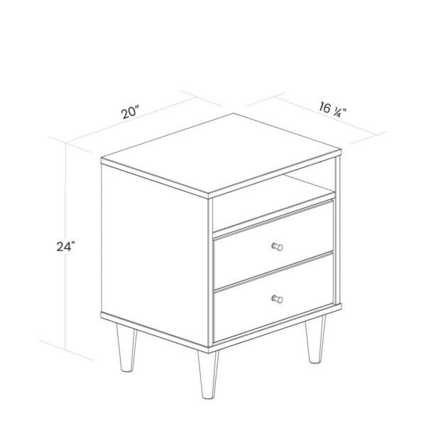 Farmhouse Rustic Walnut Mid Century 2 Drawer Nightstand - Image 4
