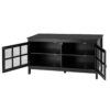 Black Wood TV Stand with Glass Panel Doors for up to 50-inch TV - Image 5