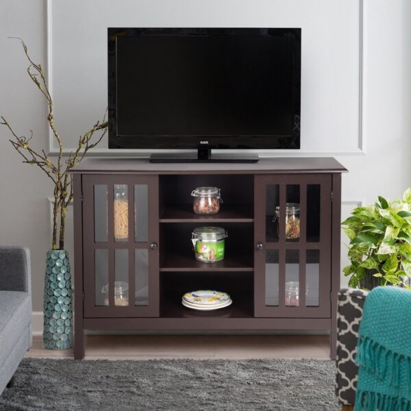 Brown Wood 43-inch TV Stand Storage Cabinet Console Table - Image 5