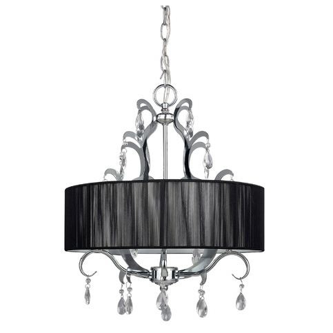 4-Light Crystal Chandelier with Black Drum Shade