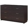 Modern 6 Drawer Double Dresser in Espresso