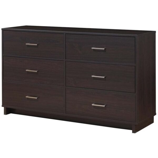 Modern 6 Drawer Double Dresser in Espresso