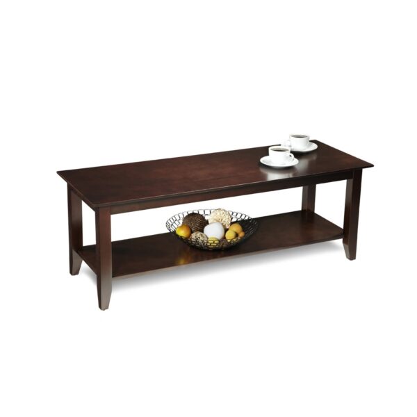 Espresso Wood Grain Coffee Table with Bottom Shelf - Image 2