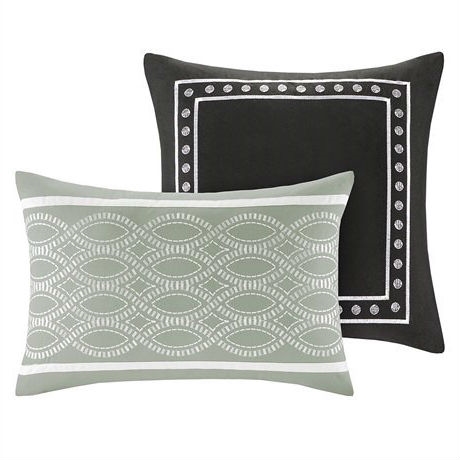 California King size 5-Piece Black White Damask Comforter Set - Image 3