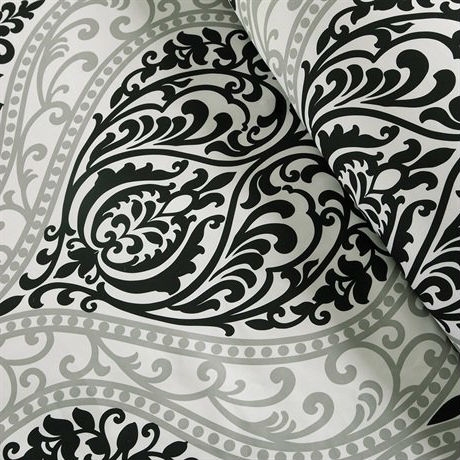 California King size 5-Piece Black White Damask Comforter Set - Image 5