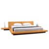 California King size Modern Platform Bed with Headboard and 2 Nightstands in Oak - Image 2