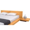 California King size Modern Platform Bed with Headboard and 2 Nightstands in Oak - Image 3