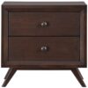 Mid-Century Modern Style End Table Nightstand in Cappuccino Wood Finish - Image 2