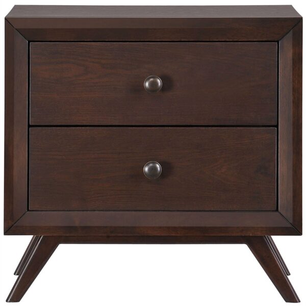 Mid-Century Modern Style End Table Nightstand in Cappuccino Wood Finish - Image 2