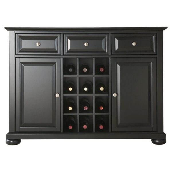 Black Dining Room Buffet Sideboard Cabinet with Wine Storage - Image 2
