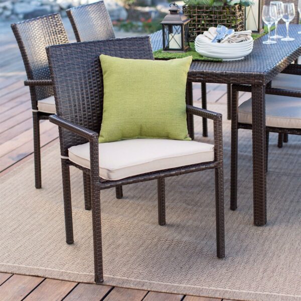 Dark Brown Weather Resistant Resin Wicker Dining Chair Armchair - Image 3
