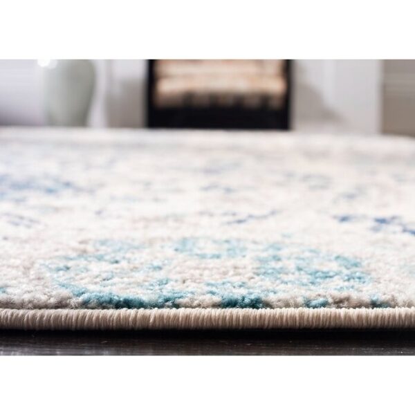 3' x 5' Coastal Blue Grey Damask Indoor Area Rug - Image 4
