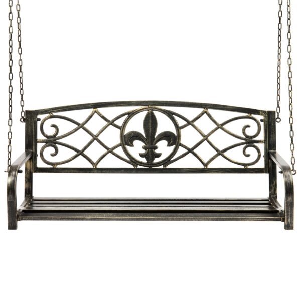 Farm Home Bronze Sturdy 2 Seat Porch Swing Bench Scroll Accents - Image 2