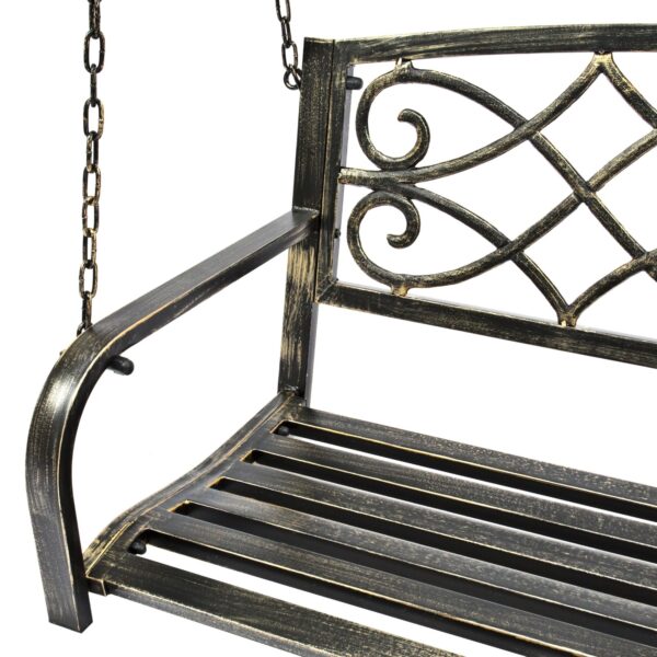 Farm Home Bronze Sturdy 2 Seat Porch Swing Bench Scroll Accents - Image 4
