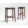 Set of 2 - Upholstered Faux Leather Saddle Seat Barstool in Cherry - Image 2
