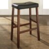 Set of 2 - Upholstered Faux Leather Saddle Seat Barstool in Cherry - Image 3
