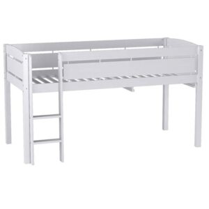 Twin size Kids Teens Bunk Loft Bed in White Wood Finish