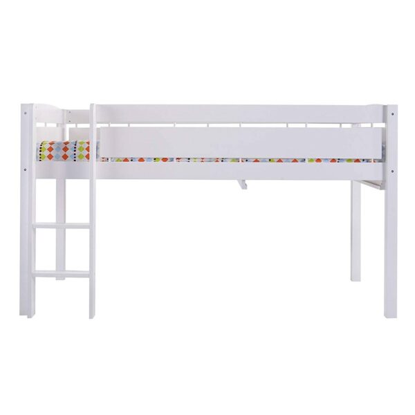Twin size Kids Teens Bunk Loft Bed in White Wood Finish - Image 3