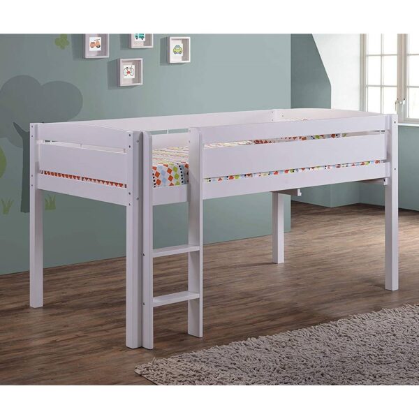 Twin size Kids Teens Bunk Loft Bed in White Wood Finish - Image 4