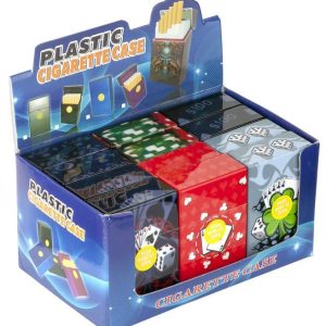 12pc Set Gambling Assorted Pattern Hard Plastic Cigarette Case