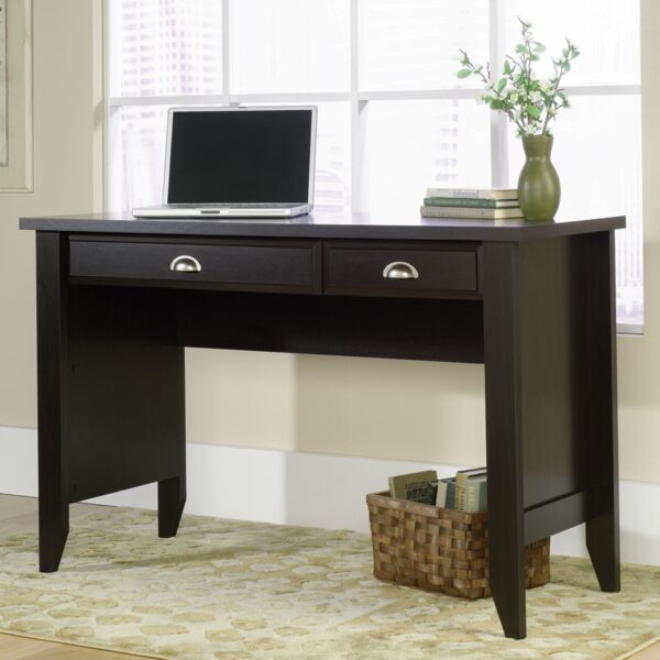Computer Desk with Keyboard Tray in Dark Brown Mocha Espresso Wood Finish - Image 2