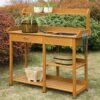 Wooden Potting Bench Work Table-sink Light Oak Finish - Image 2