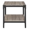 Set of 2 Modern Metal Frame End Table Nightstand in Driftwood Finish - Image 2