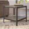 Set of 2 Modern Metal Frame End Table Nightstand in Driftwood Finish - Image 3