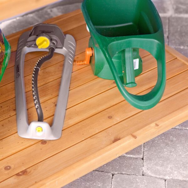 Natural Wood Potting Bench Garden Table with Bottom Shelf - Image 3