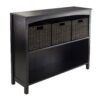 Espresso 3 Tier Bookcase Shelf Dresser with 3 Storage Baskets - Image 2