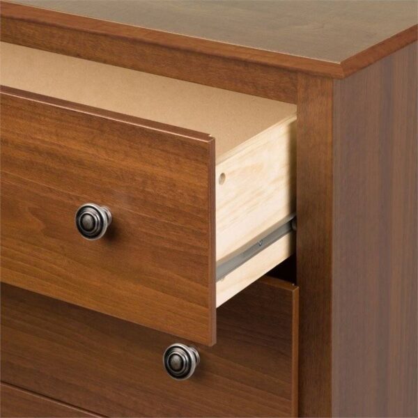 Bedroom Dresser in Medium Brown Cherry Finish with 6 Drawers and Metal Knobs - Image 2