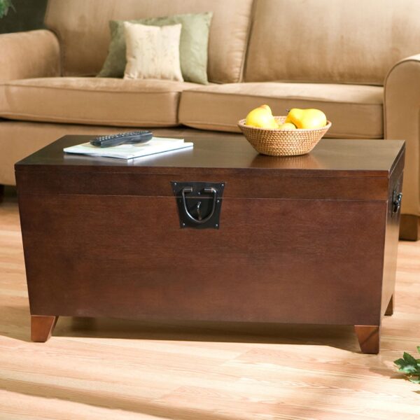 Contemporary Lift Top Coffee Table Storage Trunk in Espresso Finish - Image 3