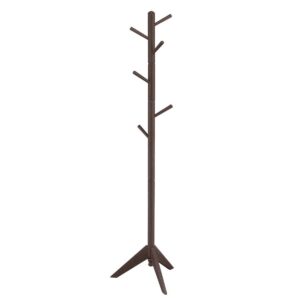 Espresso Wood Finish Coat Rack Entryway Hall Tree Hat Rack