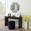 Contemporary Black Wood Grain Sofa Table Living Room Console Table - Image 3
