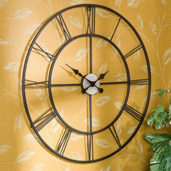 Oversized 30-inch Black Wall Clock with Roman Numerals - Image 3