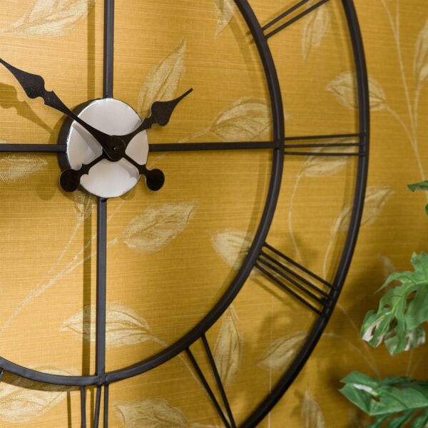 Oversized 30-inch Black Wall Clock with Roman Numerals - Image 4
