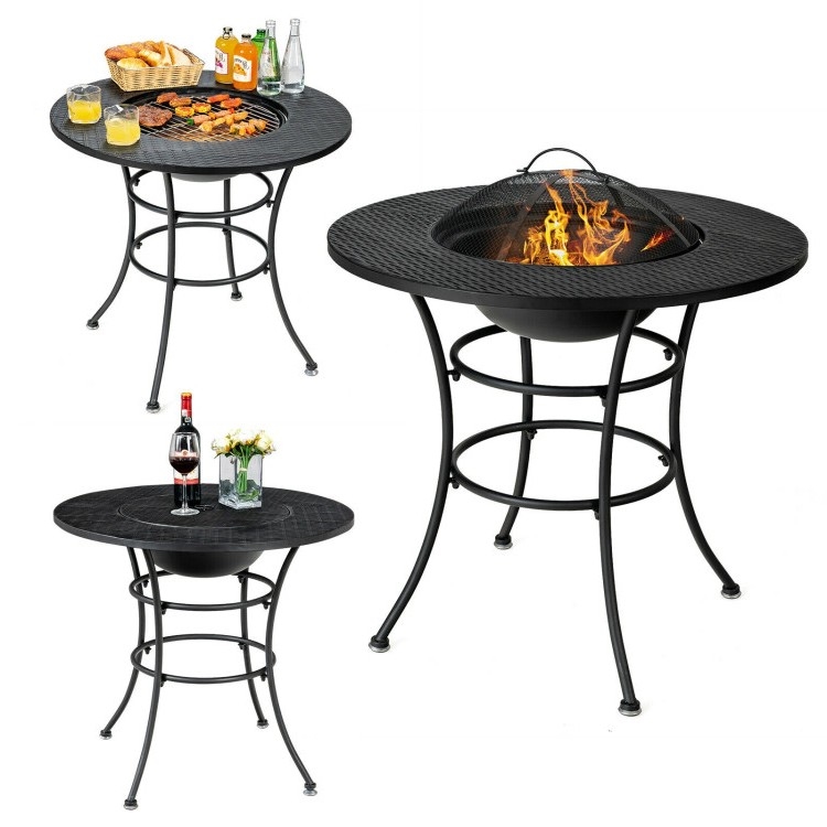 4 in 1 Fire Pit, Grill Cooking BBQ Grate, Ice Bucket, Dining Table - Image 2