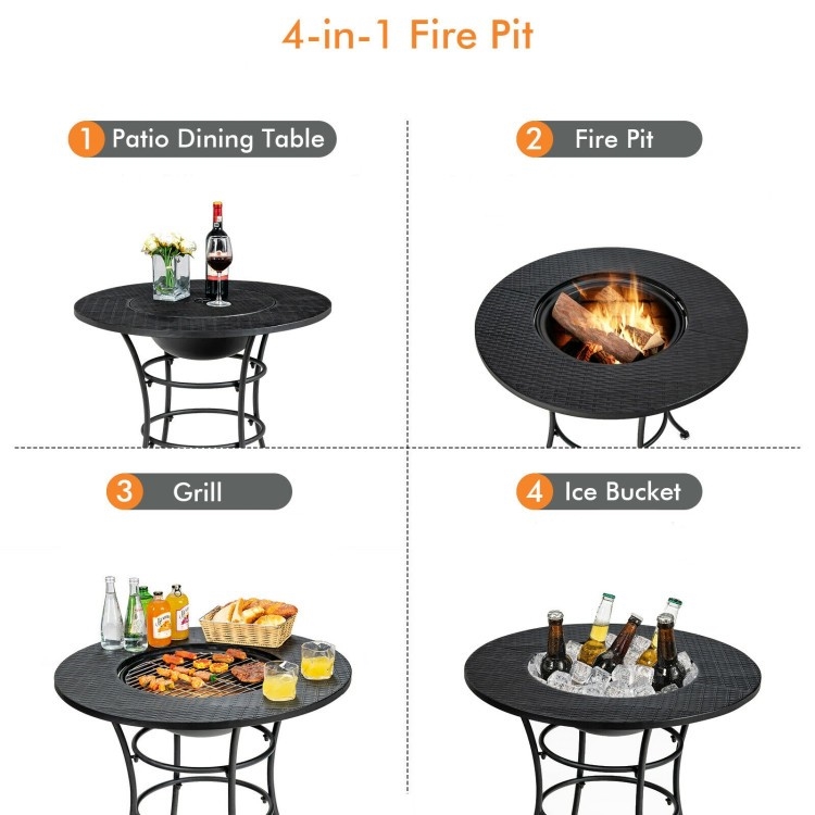 4 in 1 Fire Pit, Grill Cooking BBQ Grate, Ice Bucket, Dining Table - Image 4