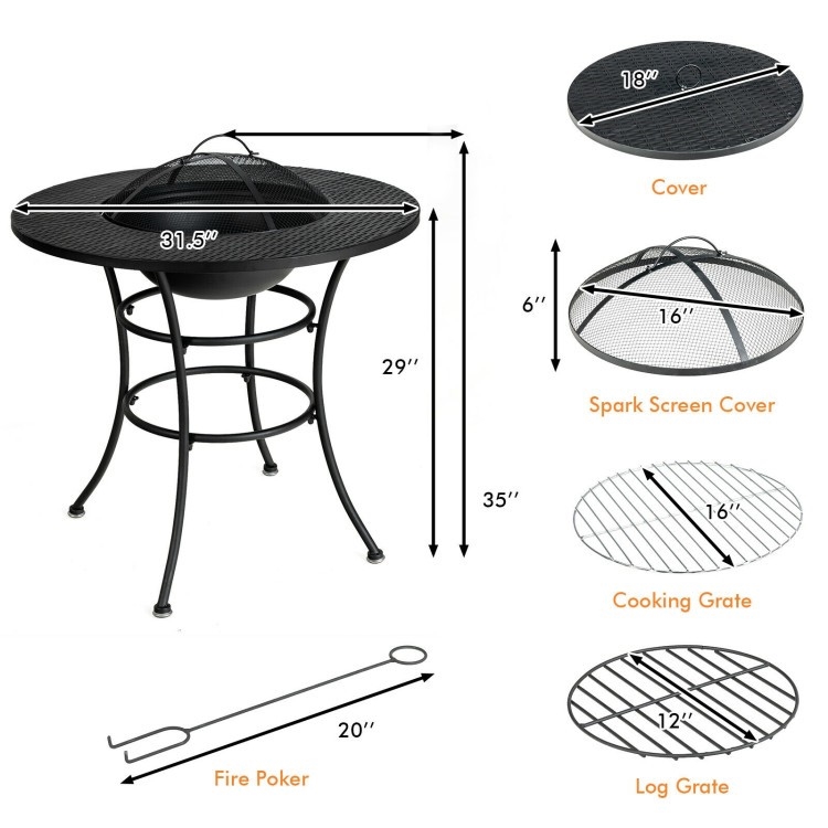 4 in 1 Fire Pit, Grill Cooking BBQ Grate, Ice Bucket, Dining Table - Image 5