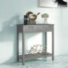 Modern Entryway Accent 2 Drawer Sofa Side Table Grey - Image 3