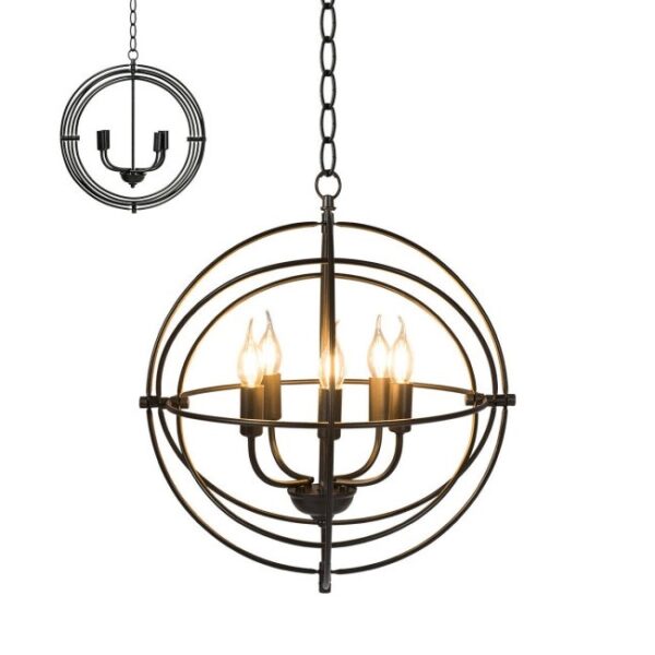 5 Light Brass Rustic Industrial Rotating Metal Chandelier - Image 3